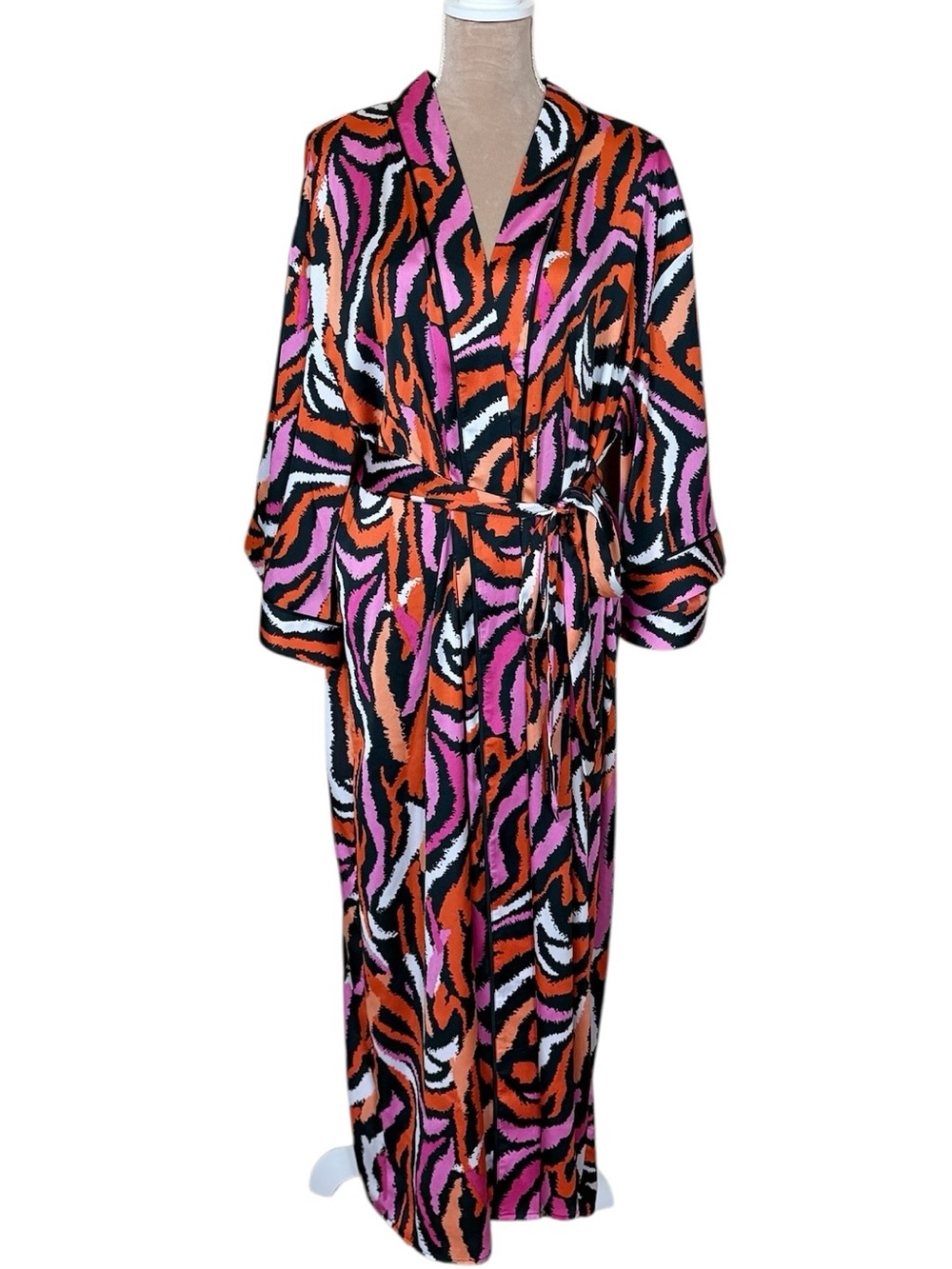 Diane Von Furstenberg for Target Long Satin Disco Zebra-Print Kimono/Robe NWT - Picture 4 of 12